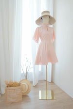 Pale pink blush vintage dress high neck short summer party bridesmaid dress - ELODIE