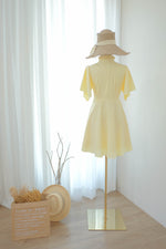 Elodie Vintage pastel pale yellow short summer dress