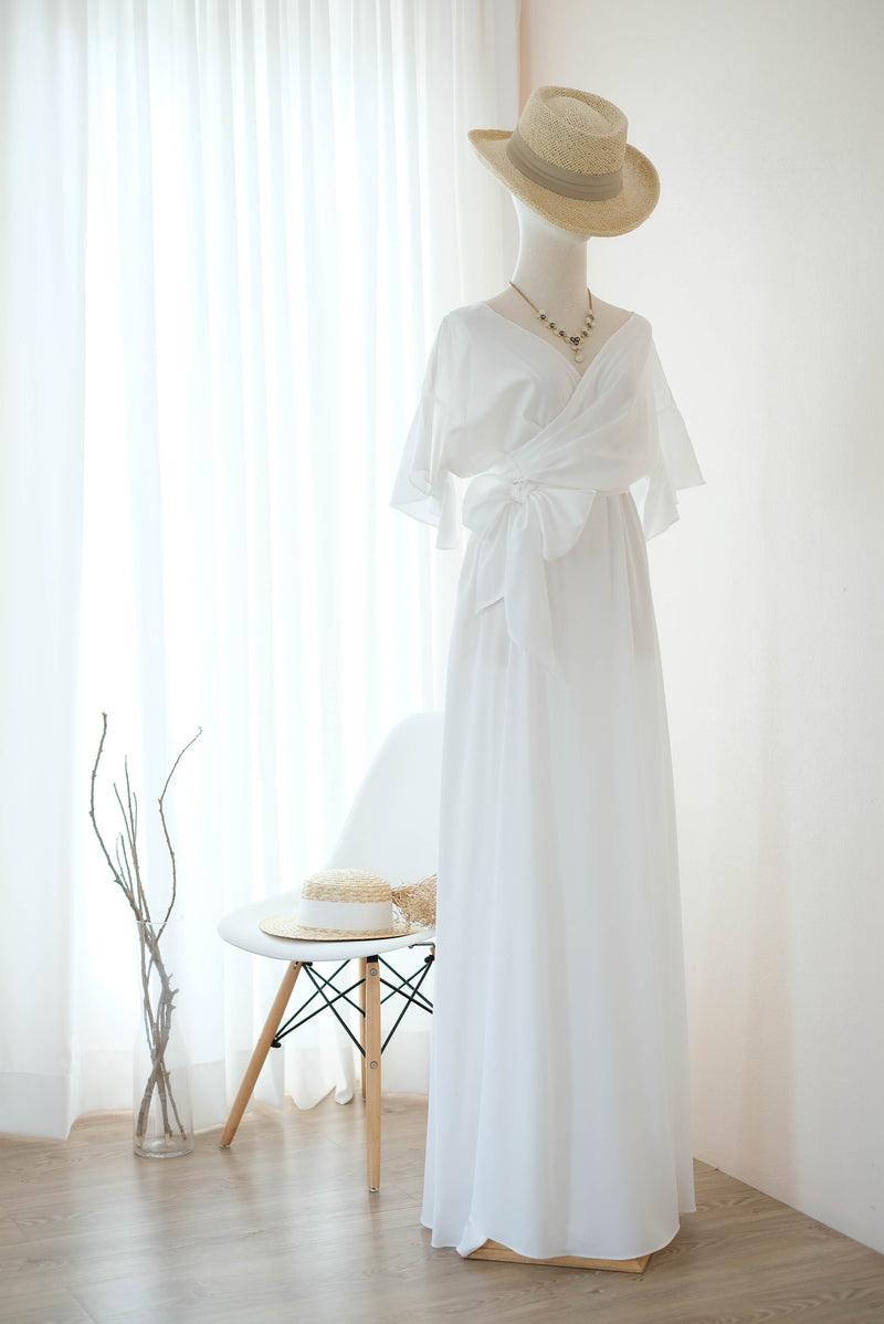 ROSE - Off white maxi bridesmaid wrap dress