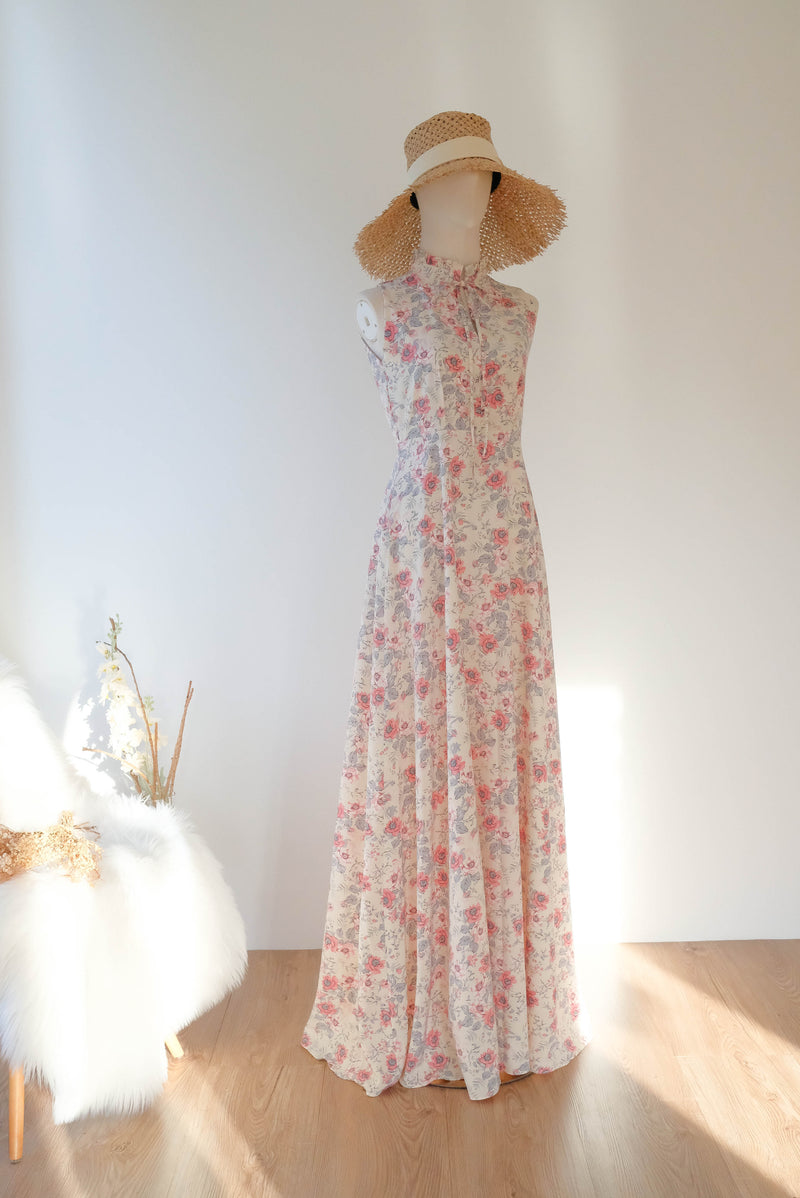 Elodie Vintage maxi floral bridesmaid dress
