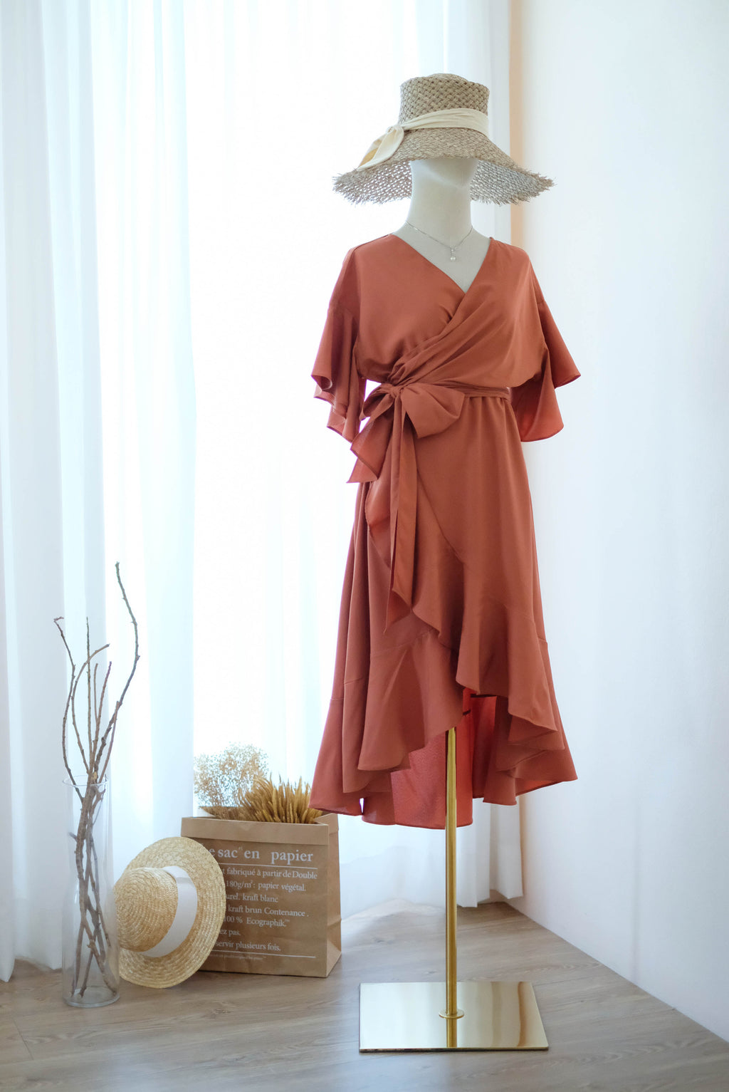 ROSE - Copper / Burnt orange wrap dress
