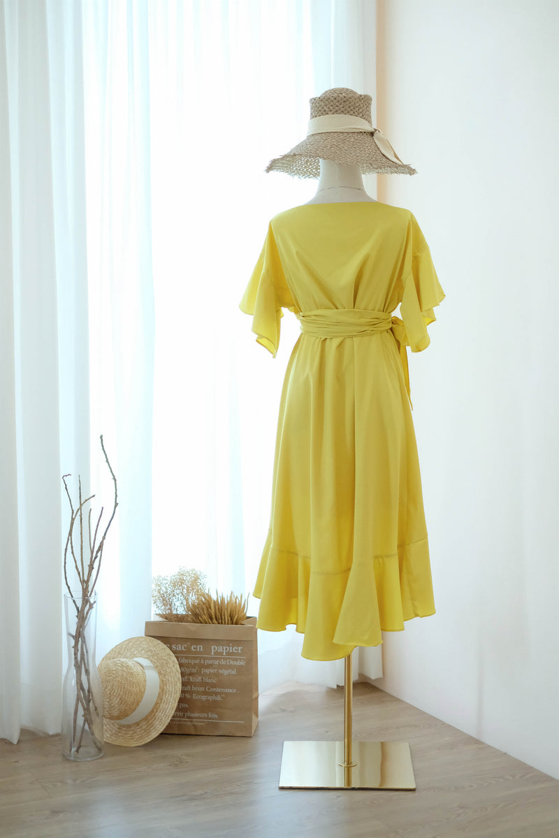 ROSE - Yellow wrap dress