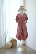 ROSE - English rosewood pink bridesmaid wrap dress