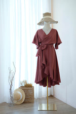 ROSE - Dark English rosewood / Terracotta wrap dress