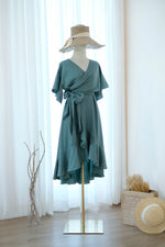 ROSE - Earthy sage green bridesmaid wrap dress