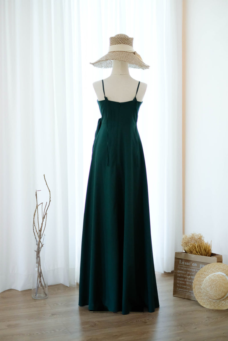 Linh Forest green bridesmaid party dress