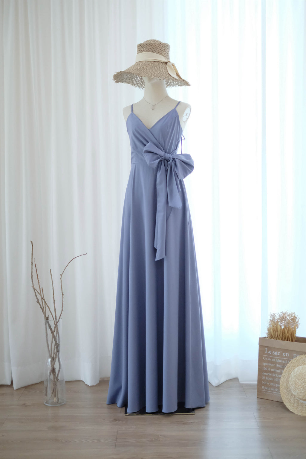 Linh Grayish blue bridesmaid party dress