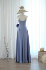 Linh Grayish blue bridesmaid party dress