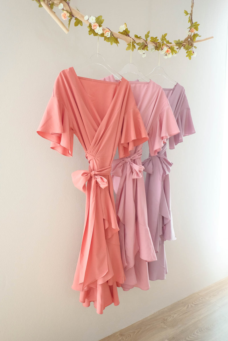 ROSE - Pink nude wrap dress