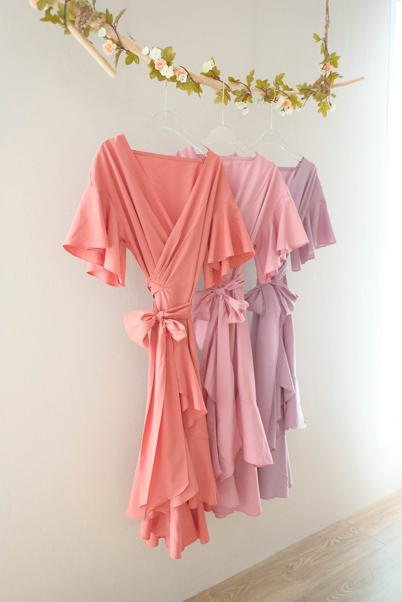ROSE - Dusty peach wrap dress