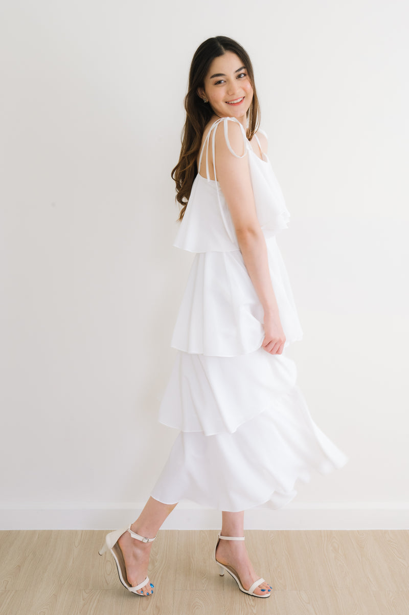 Off white bridesmaid dress layer party wedding cocktail dress - AIMI