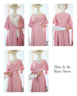 ROSE - Dark English rosewood long bridesmaid dress short sleeve